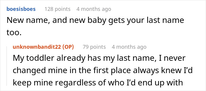 Screenshot of a forum discussion about baby last names, related to a pregnant wife discovering hubby’s affair and matching baby names. Screenshot of a forum discussion about baby last names, related to a pregnant wife discovering hubby’s affair and matching baby names.