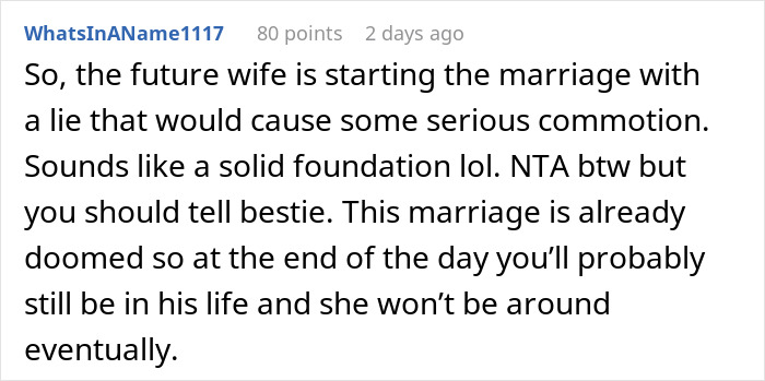 Comment discussing future wife’s lie, groom kissing best friend at bachelor party causing anger and wedding ban secrecy. Comment discussing future wife’s lie, groom kissing best friend at bachelor party causing anger and wedding ban secrecy.