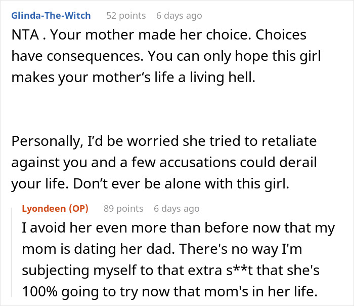 Online discussion about son refusing family bonding after mother chooses nemesis and her dad over him in a tense family conflict. Online discussion about son refusing family bonding after mother chooses nemesis and her dad over him in a tense family conflict.