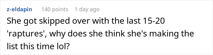 User comment about being skipped over in past raptures, questioning chances of making the list this time with Christian rapture money dollars theme. User comment about being skipped over in past raptures, questioning chances of making the list this time with Christian rapture money dollars theme.