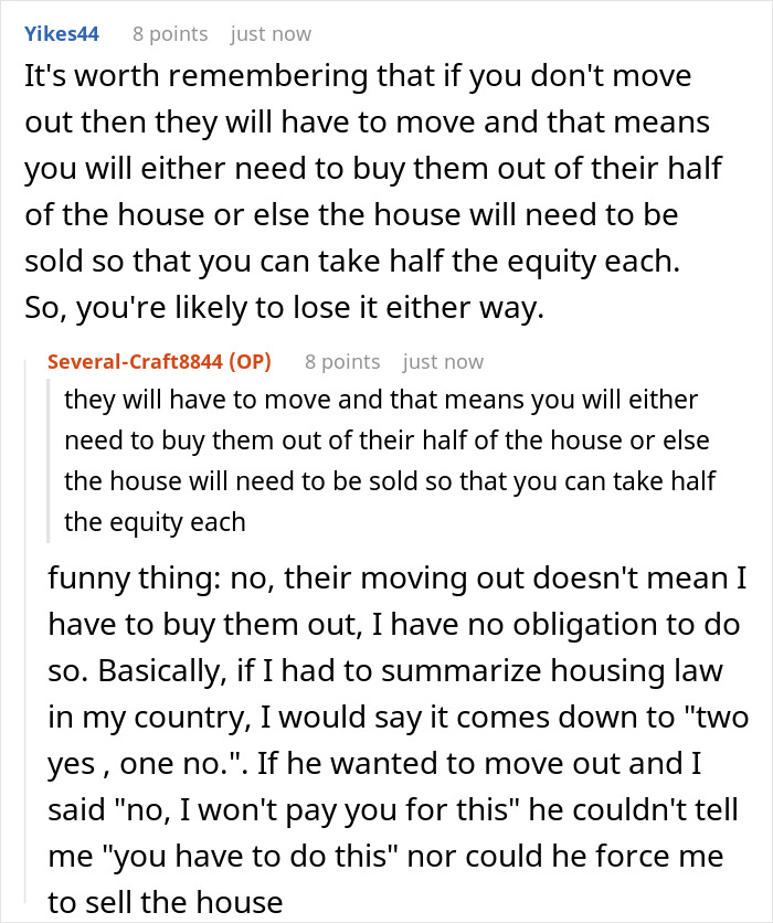 Discussion between siblings about house disagreement, with brother demanding sister to move out for kids’ space and housing equity concerns. Discussion between siblings about house disagreement, with brother demanding sister to move out for kids’ space and housing equity concerns.