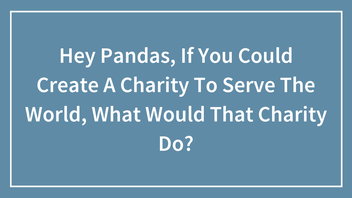 Hey Pandas, If You Could Create A Charity To Serve The World, What Would That Charity Do?