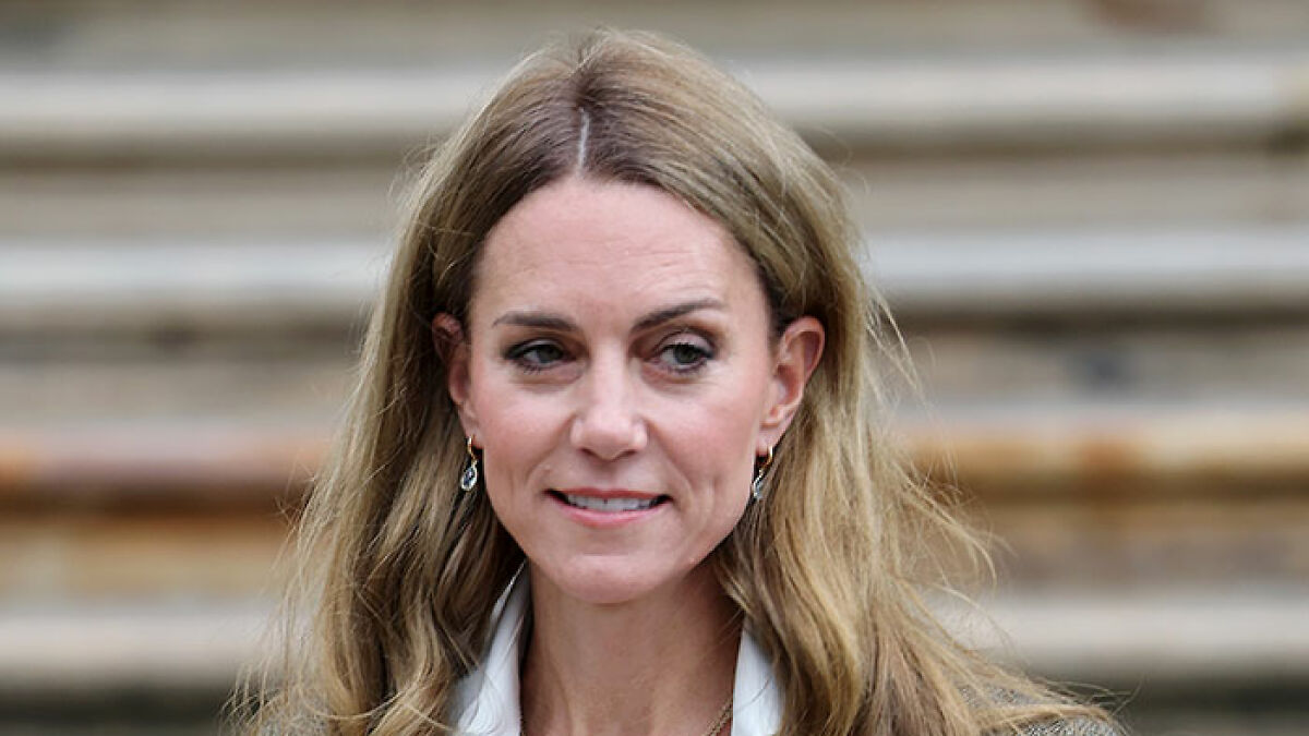 Kate Middleton with blonde hair outdoors, as Princess Diana's hairdresser responds to trolls online.