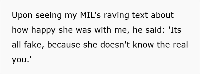 Text showing husband calling wife fake after she hosts MIL and SIL but complains in private about it. Text showing husband calling wife fake after she hosts MIL and SIL but complains in private about it.