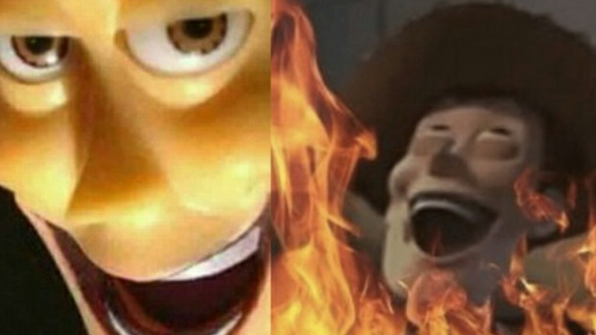 Animated characters with exaggerated expressions surrounded by fire, illustrating the fear of long words phobia concept.