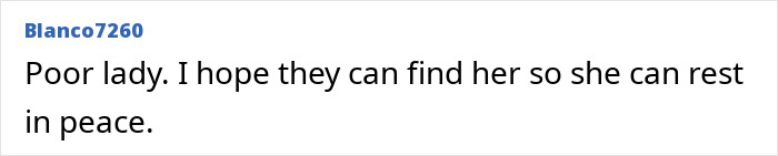 Comment text expressing sympathy and hope for the flight attendant’s mysterious disappearance case resolution. Comment text expressing sympathy and hope for the flight attendant’s mysterious disappearance case resolution.