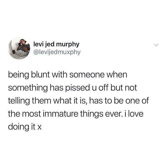 Screenshot of a funny British joke tweet about being blunt and not explaining what upset you, from British jokes and memes.