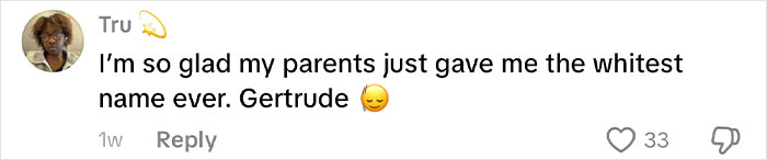 Comment displaying a user expressing gratitude for having a very white name, related to African names people canāt believe are real. Comment displaying a user expressing gratitude for having a very white name, related to African names people canāt believe are real.