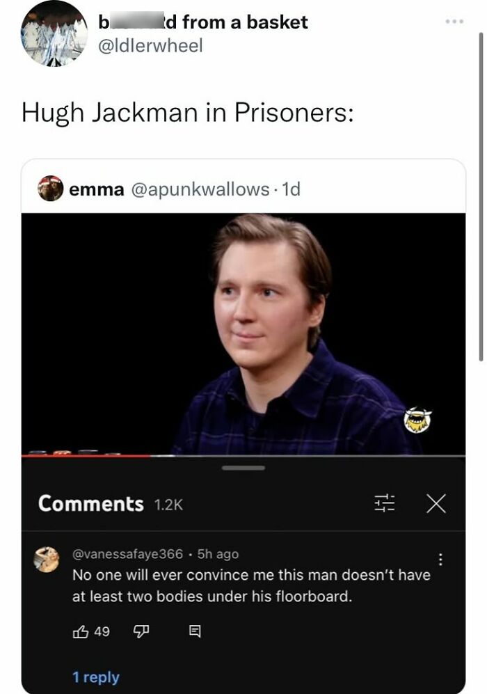 Screenshot of a meme post featuring a man with a comment, part of super culture entertaining posts and memes.