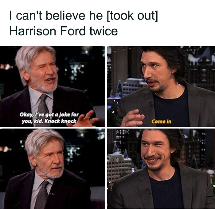 Two actors in a humorous meme, part of super culture posts and memes to help fight boredom online.