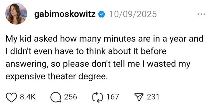 Social media post humor about parenting, sharing a witty moment involving kids and parenting posts September edition.