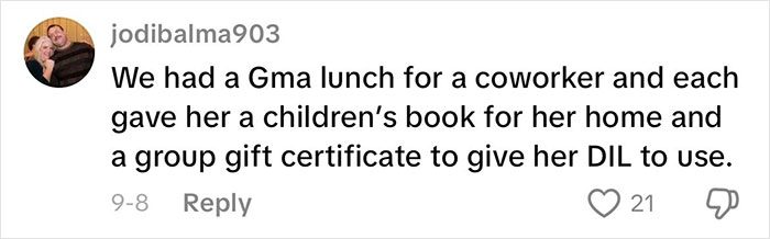 Comment discussing opinions on grandmas having a baby shower with gifts and celebrations for their new status. Comment discussing opinions on grandmas having a baby shower with gifts and celebrations for their new status.