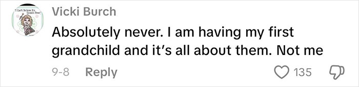 Comment about grandmas having a baby shower, expressing strong opinions on celebrating new grandma status. Comment about grandmas having a baby shower, expressing strong opinions on celebrating new grandma status.