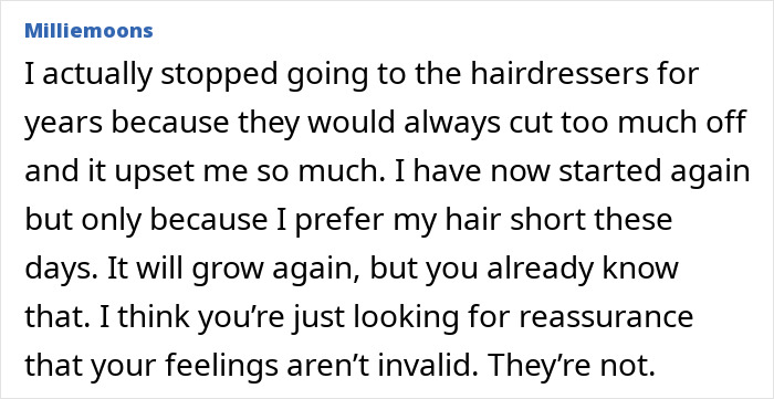 Comment discussing feelings about getting a too short haircut compared to the emotional impact of a father's passing. Comment discussing feelings about getting a too short haircut compared to the emotional impact of a father's passing.