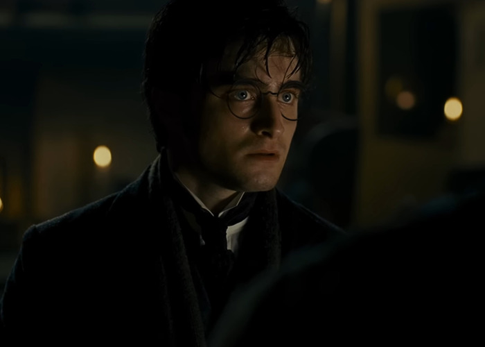 Close-up of a man resembling Harry Potter in a dark room, promoting a Harry Potter And The Cursed Child fan-made trailer. Close-up of a man resembling Harry Potter in a dark room, promoting a Harry Potter And The Cursed Child fan-made trailer.
