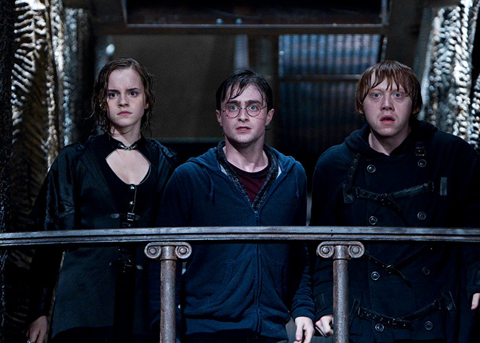 Emma Watson, Daniel Radcliffe, and Rupert Grint as Harry Potter cast in a scene from Harry Potter and the Cursed Child fan-made trailer. Emma Watson, Daniel Radcliffe, and Rupert Grint as Harry Potter cast in a scene from Harry Potter and the Cursed Child fan-made trailer.