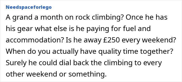 Wife upset as husband spends nearly $12K yearly on hobby, leaving her alone at home managing everything.