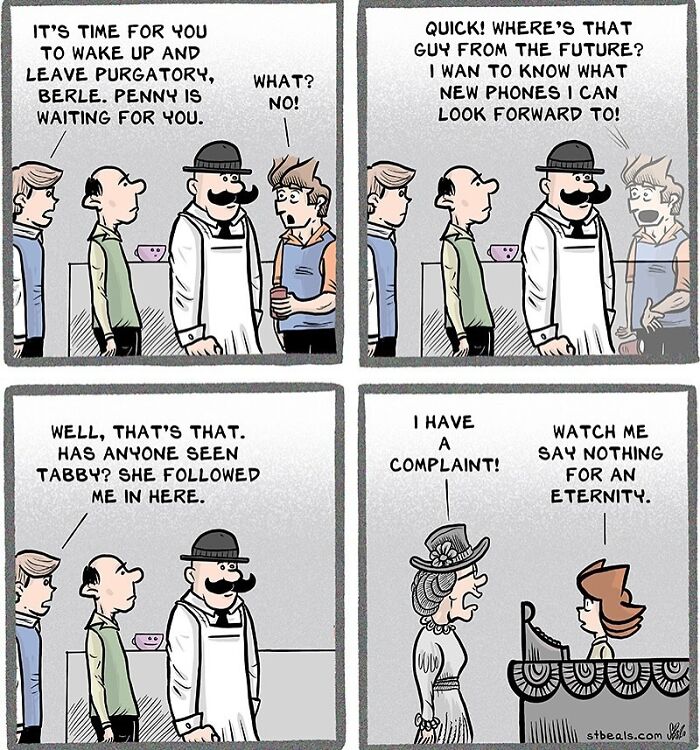 Relatable and hilarious comic panels depicting workplace and everyday life humor with characters in humorous situations.