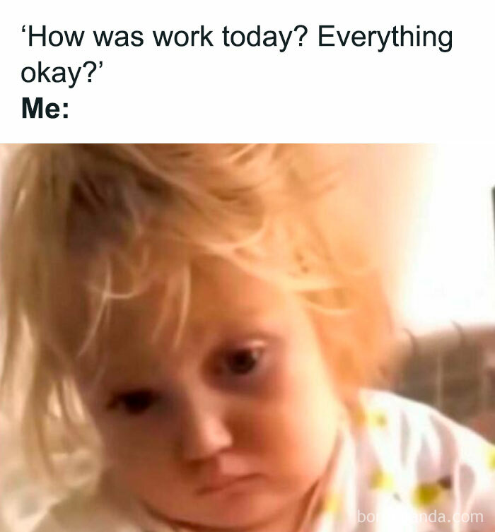 Tired child looking down with messy hair, representing introvert memes after a day of socializing and decompressing.