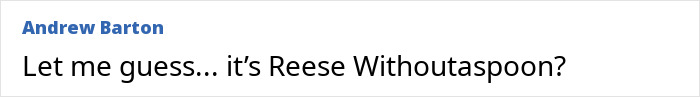 Text post by Andrew Barton humorously referencing Jennifer Aniston learning Reese Witherspoon's real name after years. Text post by Andrew Barton humorously referencing Jennifer Aniston learning Reese Witherspoon's real name after years.