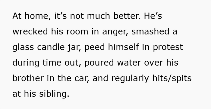 Text describing a 4-year-old boy acting out uncontrollably at home, causing distress to his family and prompting advice requests. Text describing a 4-year-old boy acting out uncontrollably at home, causing distress to his family and prompting advice requests.