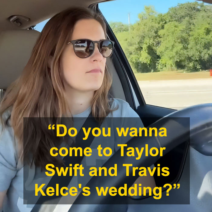 Mom driving and explaining to her 6-year-old daughter why she won’t attend Taylor Swift’s wedding, capturing a viral reaction. Mom driving and explaining to her 6-year-old daughter why she won’t attend Taylor Swift’s wedding, capturing a viral reaction.