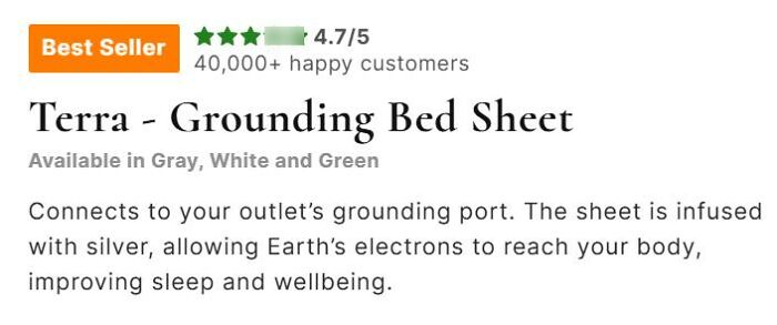 Terra grounding bed sheet with silver infusion claimed to improve sleep by connecting Earth’s electrons to the body, a scientific take.