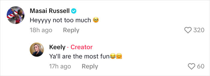 Screenshot of a social media exchange featuring Olympic Gold Medalist Keely Hodgkinson replying to a comment about loud Americans.