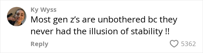 Screenshot of a social media comment discussing Gen Z clients' troubling behavior and their outlook on stability. Screenshot of a social media comment discussing Gen Z clients' troubling behavior and their outlook on stability.