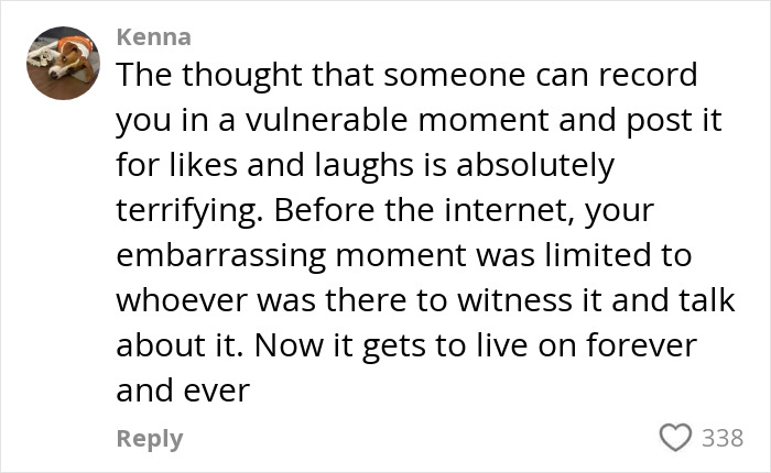 Comment discussing the impact of social media on vulnerable moments shared by Gen Z clients, reflecting troubling behavior concerns. Comment discussing the impact of social media on vulnerable moments shared by Gen Z clients, reflecting troubling behavior concerns.