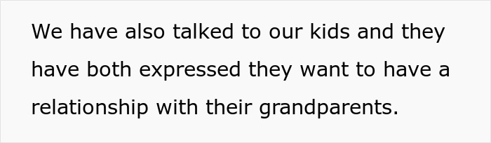 Text on a white background stating that kids expressed wanting a relationship with their grandparents in a family context.
