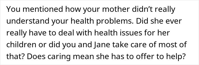 Text excerpt discussing a son raising his younger siblings while parents were unsupportive about health problems.