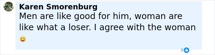 Comment by Karen Smorenburg expressing mixed opinions about men and women in a social media post discussion. Comment by Karen Smorenburg expressing mixed opinions about men and women in a social media post discussion.