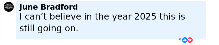 Comment by June Bradford expressing disbelief that an issue persists in the year 2025, related to Miss America backlash. Comment by June Bradford expressing disbelief that an issue persists in the year 2025, related to Miss America backlash.