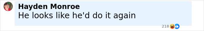 A social media comment reading He looks like he'd do it again, related to teacher arrested for using poop spray causing school damage and sickness. A social media comment reading He looks like he'd do it again, related to teacher arrested for using poop spray causing school damage and sickness.
