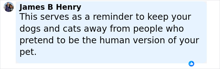 Comment by James B Henry in a social media post discussing a reminder related to furry girlfriend behavior and relationships. Comment by James B Henry in a social media post discussing a reminder related to furry girlfriend behavior and relationships.