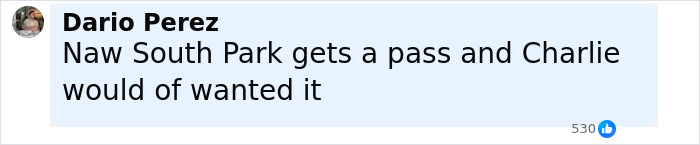 Facebook comment from Dario Perez criticizing South Park and mentioning Charlie Kirk amid viewer outrage over the eerie episode. Facebook comment from Dario Perez criticizing South Park and mentioning Charlie Kirk amid viewer outrage over the eerie episode.