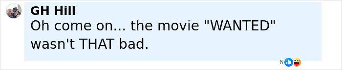 Comment by GH Hill reacting to a movie with a skeptical expression, referencing the film Wanted. Comment by GH Hill reacting to a movie with a skeptical expression, referencing the film Wanted.