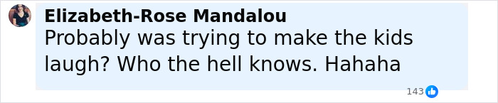Comment by Elizabeth-Rose Mandalou expressing confusion about a teacher using poop spray around school causing repairs and sickness. Comment by Elizabeth-Rose Mandalou expressing confusion about a teacher using poop spray around school causing repairs and sickness.