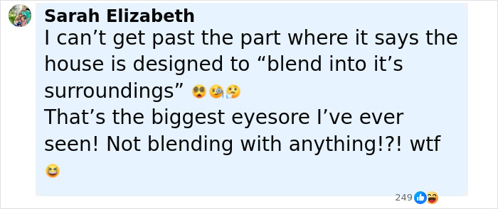 Screenshot of a social media comment discussing the invisible house and an influencer charged $10,000 for a selfie. Screenshot of a social media comment discussing the invisible house and an influencer charged $10,000 for a selfie.
