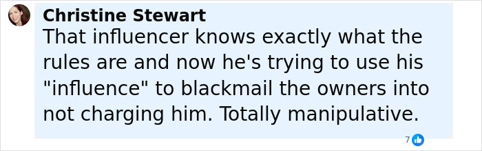Comment from Christine Stewart criticizing an influencer trying to avoid Airbnb owners' $10,000 charge for selfie inside famous invisible house. Comment from Christine Stewart criticizing an influencer trying to avoid Airbnb owners' $10,000 charge for selfie inside famous invisible house.
