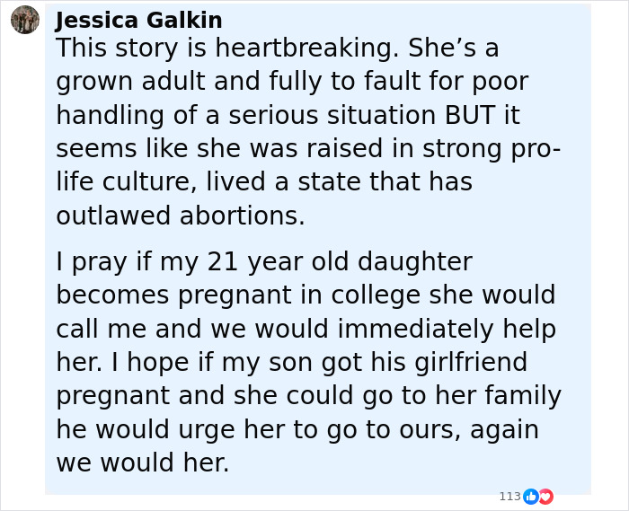 Comment discussing a heartbreaking story about a cheerleader and pregnancy challenges in college and family support. Comment discussing a heartbreaking story about a cheerleader and pregnancy challenges in college and family support.