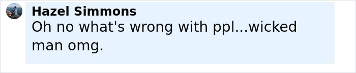 Comment by Hazel Simmons expressing shock about a wicked man, related to flight attendant’s mysterious disappearance. Comment by Hazel Simmons expressing shock about a wicked man, related to flight attendant’s mysterious disappearance.