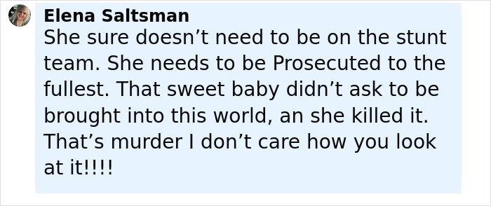 Screenshot of a social media comment discussing the cheerleader arrested for hiding the newborn's body in a trash bag. Screenshot of a social media comment discussing the cheerleader arrested for hiding the newborn's body in a trash bag.