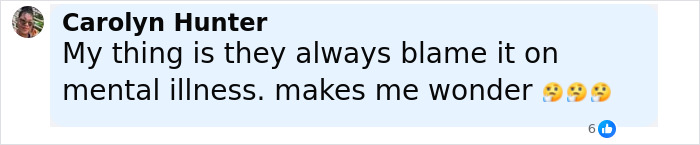 Comment from Carolyn Hunter questioning the blame on mental illness in unhinged Amish mom chilling confession viral case. Comment from Carolyn Hunter questioning the blame on mental illness in unhinged Amish mom chilling confession viral case.