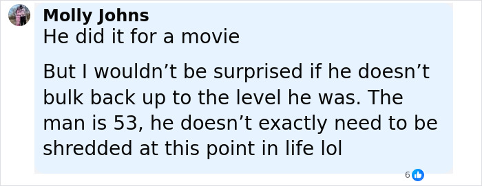 Fan comment discussing Dwayne Johnson’s new slim look for a movie and health concerns at age 53. Fan comment discussing Dwayne Johnson’s new slim look for a movie and health concerns at age 53.