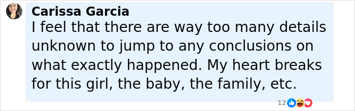 Social media comment expressing sympathy for cheerleader allegedly hiding newborn’s body in a trash bag in her closet. Social media comment expressing sympathy for cheerleader allegedly hiding newborn’s body in a trash bag in her closet.