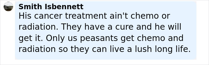 Comment about cancer treatment mentioning incurable cancer and treatment alternatives in a user post. Comment about cancer treatment mentioning incurable cancer and treatment alternatives in a user post.