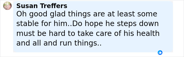 Comment expressing hope for King Charles' health and stability amid his incurable cancer update. Comment expressing hope for King Charles' health and stability amid his incurable cancer update.