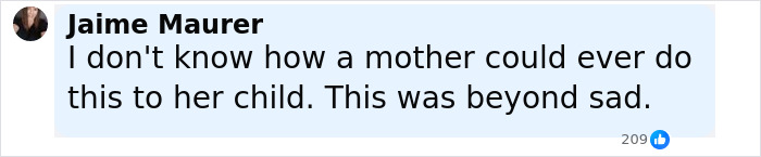 Comment by Jaime Maurer expressing disbelief and sadness about a mother secretly tormenting her daughter over a year. Comment by Jaime Maurer expressing disbelief and sadness about a mother secretly tormenting her daughter over a year.
